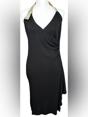 Céline Runway Michael Kors SS04 Look 40 Black Gold Halter Dress Archive Sz S